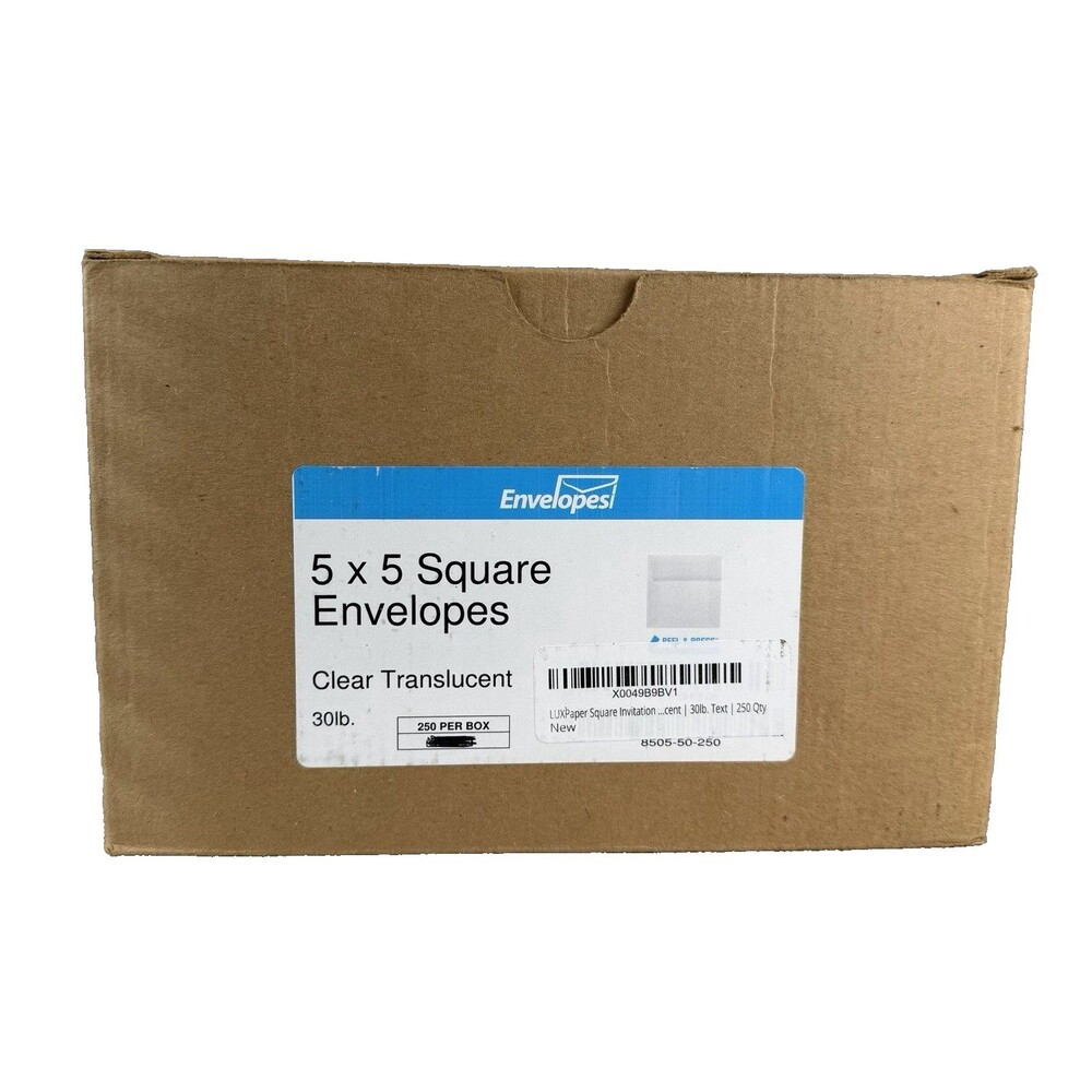 LUXPaper Square Invitation Envelopes 5 x 5 Clear Translucent Box of 250